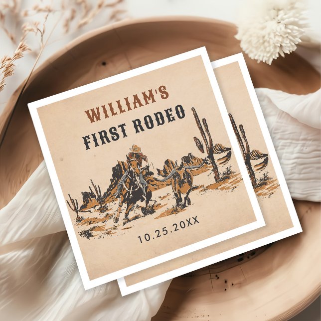 Rodeo Western Cowboy 1st Birthday Party Napkin (Creator Uploaded)