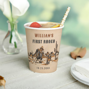 Rodeo Western Cowboy 1st Birthday Party Paper Cups