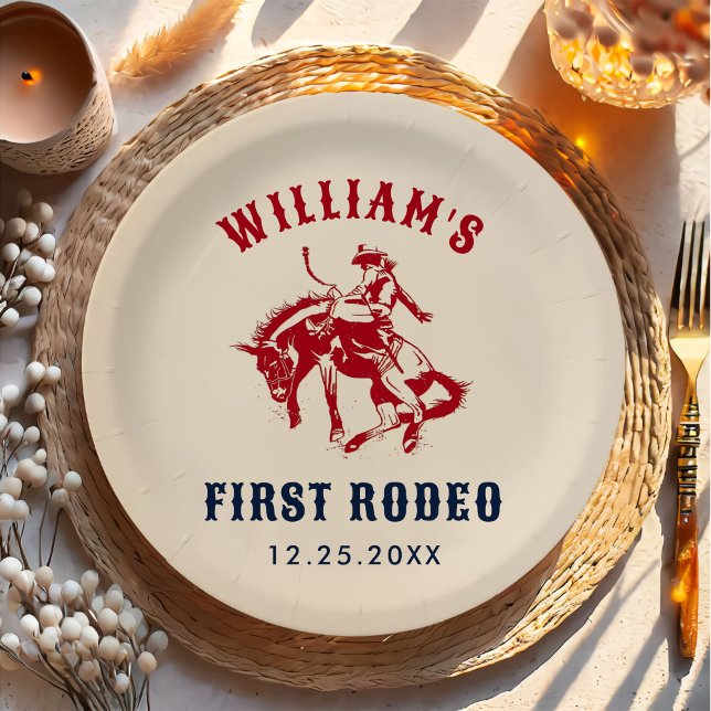 Rodeo Western Cowboy 1st Birthday Party Paper Plate (Creator Uploaded)