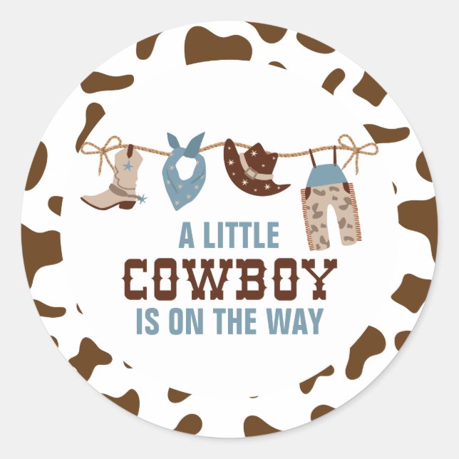 Rodeo Western Cowboy Baby Shower Classic Round Sticker (Front)