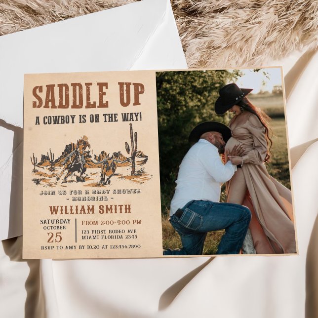 Rodeo Western Cowboy Baby Shower Photo Invitation (Creator Uploaded)