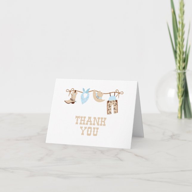 Rodeo Western Cowboy Baby Shower Thank You Card (Front)