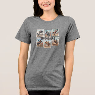 Rodeo Western Cowboy Horse Bucking Tri-Blend Shirt
