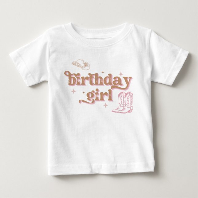 Rodeo Western Pink Cowgirl Birthday  Baby T-Shirt (Front)