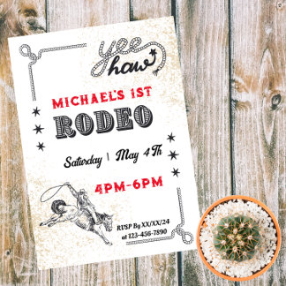 Rodeo Western Riding Cowboy Birthday Invitation