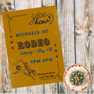 Rodeo Western Riding Cowboy Birthday  Magnetic Invitation