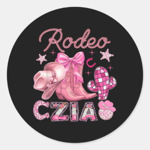 Rodeo Zia Pink Boots Coquette Cowgirl Birthday Classic Round Sticker