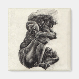 Rodin Sculpture Sketch Magnet - 2" x 2"