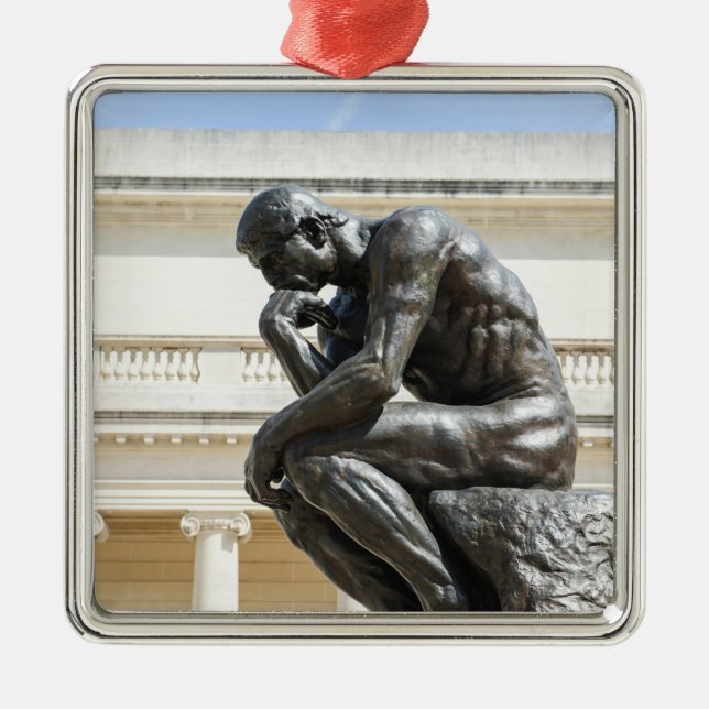 Rodin Thinker Statue Metal Tree Decoration (Front)