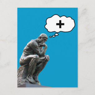Rodin's Thinker Statue - Think Positive Postcard