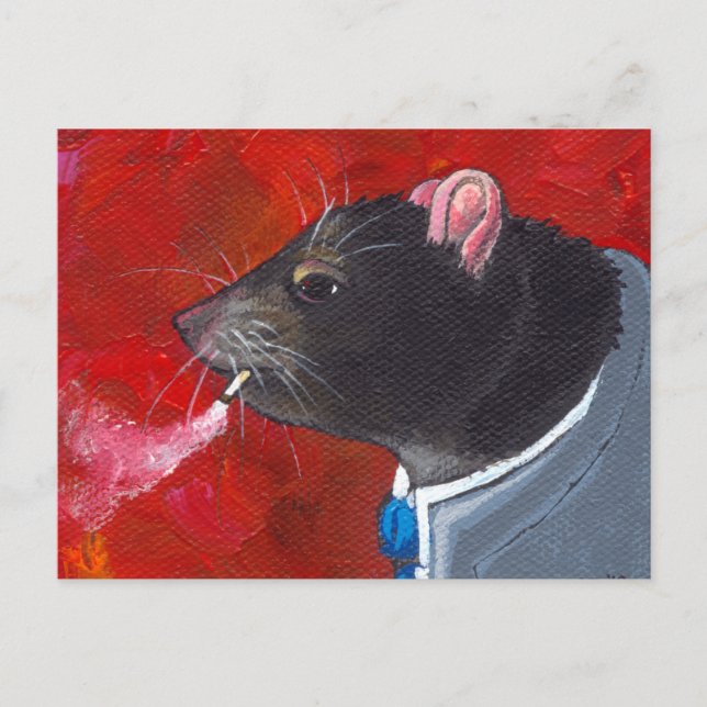 Rodney the Rat - business suit smoking unique art Postcard (Front)