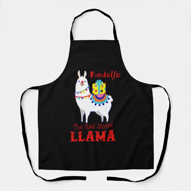 Rodolfo The Red Nosed Llama Apron (Front)