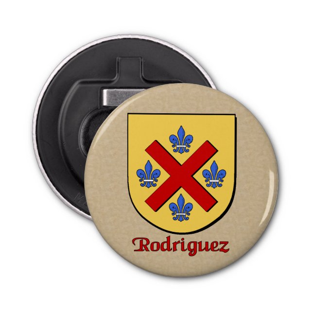 Rodriguez Historical Arms Shield Bottle Opener (Front)