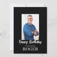 ROE Black & White Simple Birthday Husband Greeting