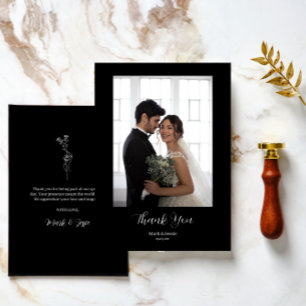 ROE Black & White Simple Photo Wedding Thank You Card