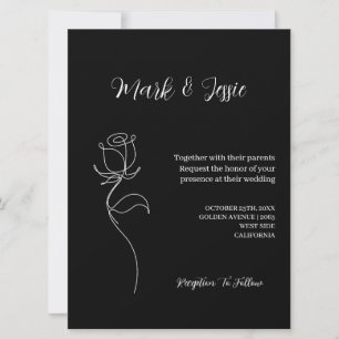 ROE Black & White Simple Wedding Invitation
