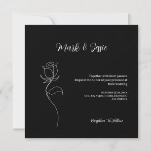 ROE Black & White Simple Wedding Invitation