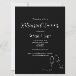 ROE Black & White Simple Wedding Rehearsal Dinner Invitation