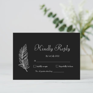 ROE Black & White Simple Wedding RSVP Card