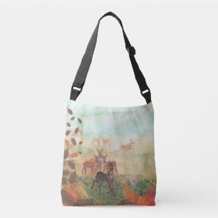 Roe Deer Capreolus capreolus in Forest Sunlight   Crossbody Bag