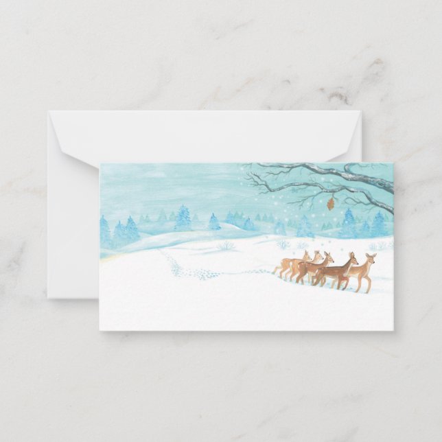 Roe Deer Group in Winter Card (Front)