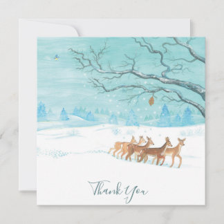 Roe Deer Group in Winter Thank You Card