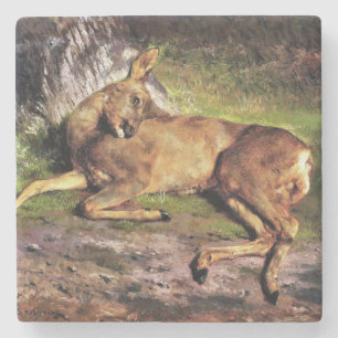 Roe Deer in the Forest (by Rosa Bonheur) Stone Coaster