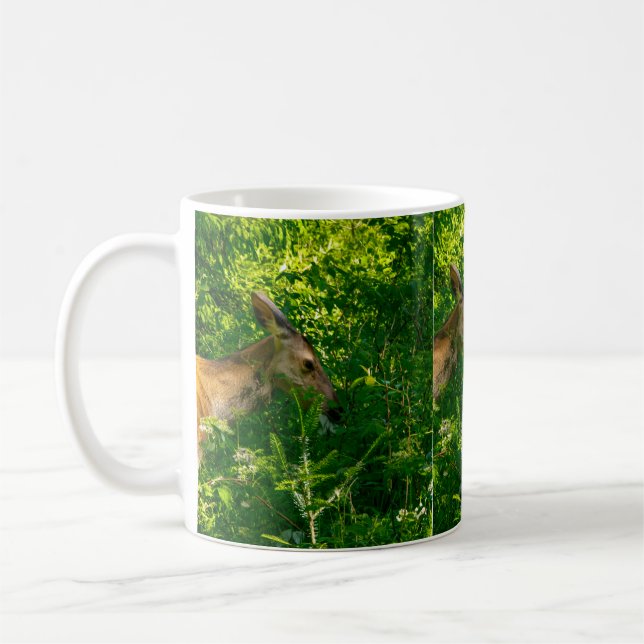 Roe deer in the forest. coffee mug (Left)