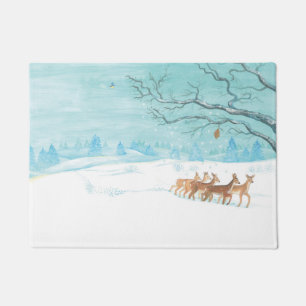 Roe Deer in Winter Doormat