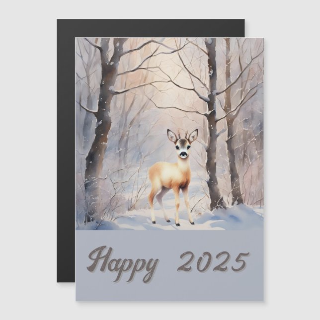 roe deer in winter - Happy 2025 (Front/Back)