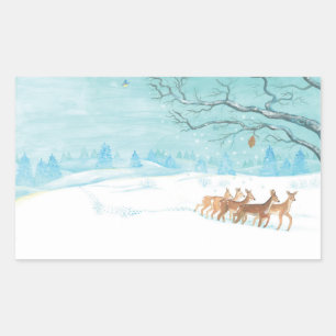 Roe Deer in Winter Rectangular Sticker