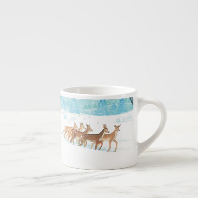 Roe Deer winter snowy forest landscape  Espresso Cup (Right)