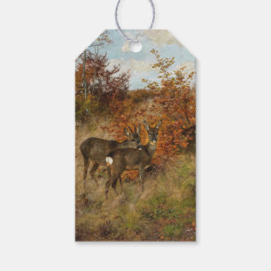 Roe Deer with Autumn Leaves Vintage Wildlife  Gift Tags