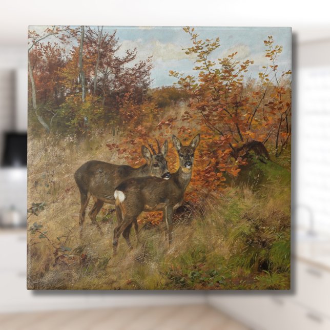 Roe Deer with Autumn Leaves Vintage Wildlife  Tile (Creator Uploaded)