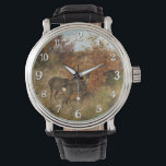 Roe Deer with Autumn Leaves Vintage Wildlife  Watch<br><div class="desc">"Roe Deer with Autumn Leaves" by Josef Schmitzberger is a captivating wildlife painting that beautifully captures the grace and elegance of a roe deer surrounded by warm autumn foliage. The delicate brushstrokes and rich earthy tones create a serene and nostalgic atmosphere, making this artwork a timeless choice for nature lovers....</div>