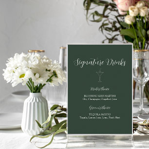 ROE Dusky Green & White Signature Drinks Sign