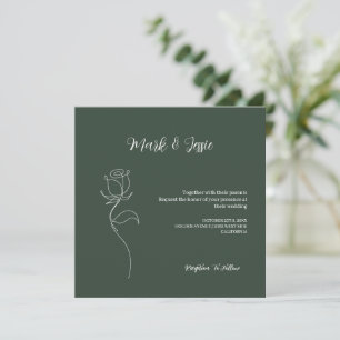 ROE Dusky Green & White Simple Wedding Invitation