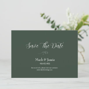 ROE Dusky Green & White Simple Wedding Save The Date