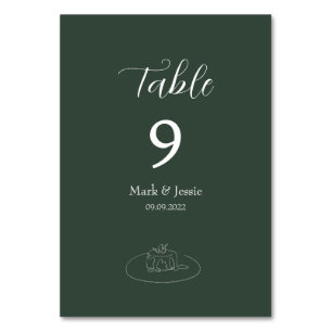 ROE Dusky Green & White Simple Wedding Table Number