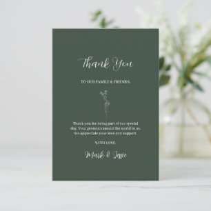 ROE Dusky Green & White Simple Wedding Thank You Card