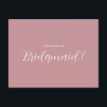 ROE Pink & White Simple Bridesmaid Postcard<br><div class="desc">Made for you!</div>