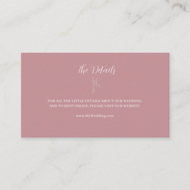ROE Pink & White Simple Wedding Enclosure Card (Front)