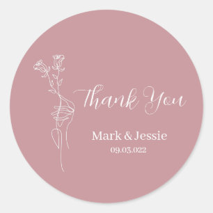 ROE Pink & White Simple Wedding Label