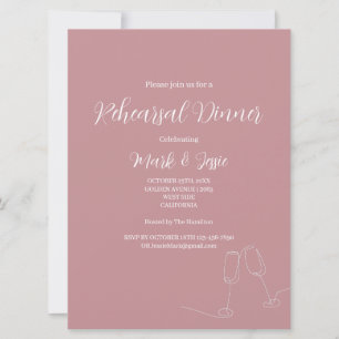 ROE Pink & White Simple Wedding Rehearsal Dinner Invitation