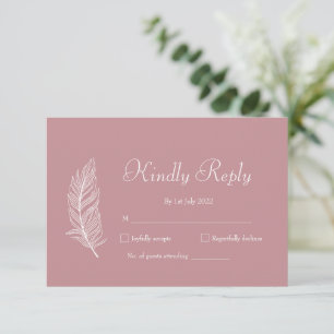 ROE Pink & White Simple Wedding RSVP Card