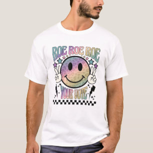 Roe Your Vote Retro Happy Face Pro Choice Leopard T-Shirt