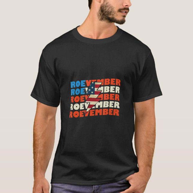 Roevember American Flag Lighten USA Flag Groovy T-Shirt (Front)