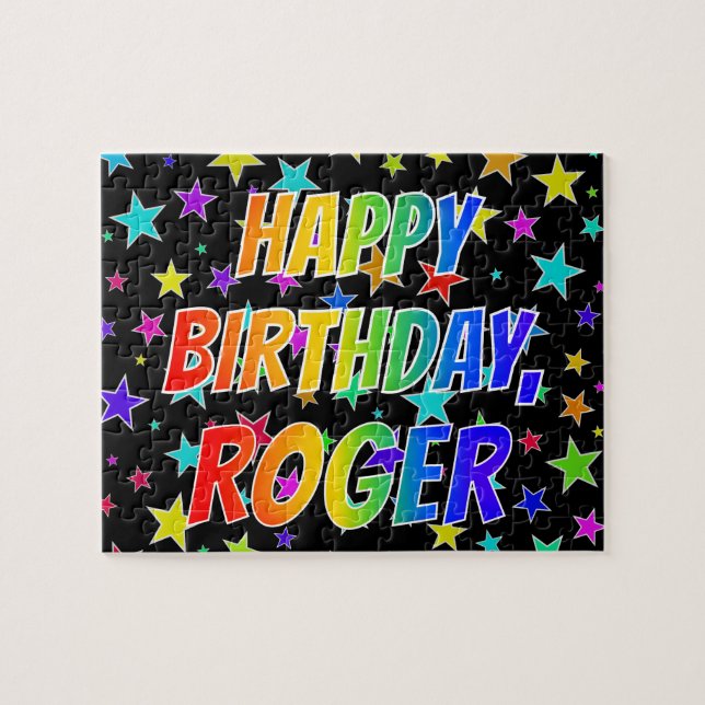 "ROGER" First Name, Fun "HAPPY BIRTHDAY" Jigsaw Puzzle (Horizontal)