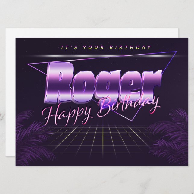 Roger Name First name pura retro card Birthday (Front/Back)