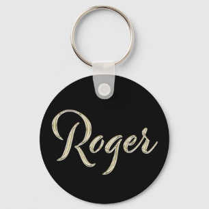 Roger Name whitegold Button Schlüsselanhänger Key Ring